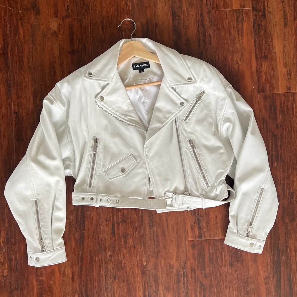 La Marque White Leather Jacket